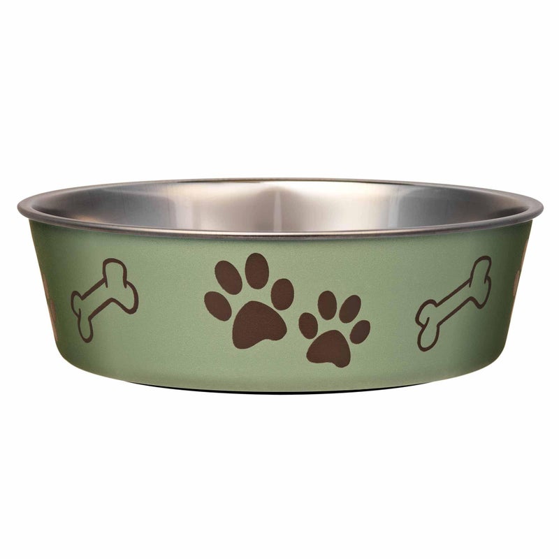 Loving Pets Bella Dog Bowls- Stainless Steel Dog & Cat Bowls - Spill Proof Dog Food Bowl, Cat Bowl, Puppy Essentials & Pet Supplies Great for Home & Travel (Large 35-65 lbs, Artichoke) - Image 1